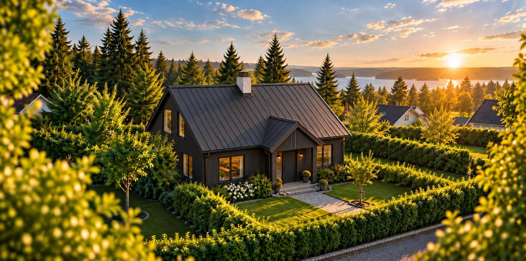 Villa med tak i falsad plåt