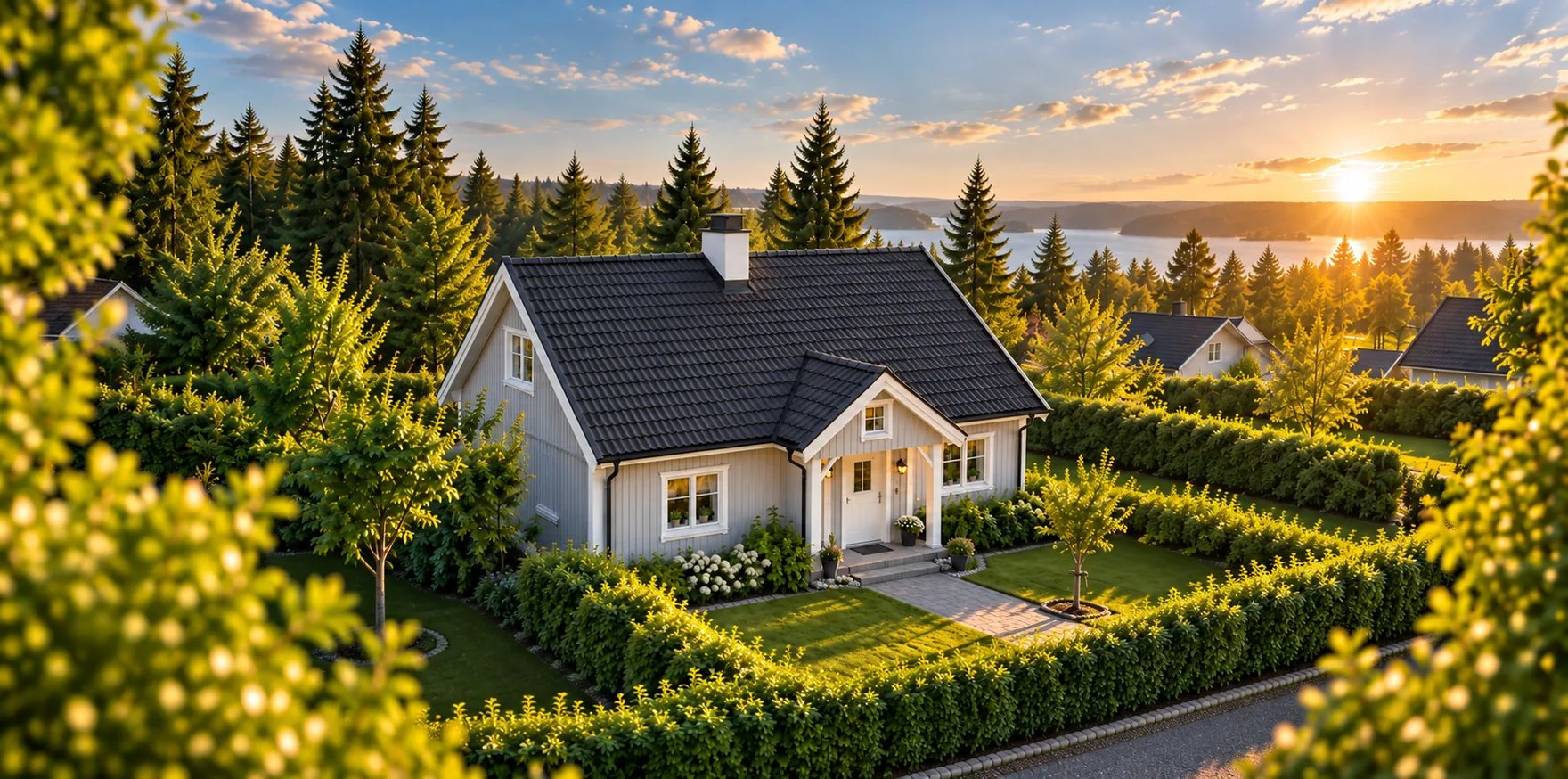 Villa med tak i betongpanna
