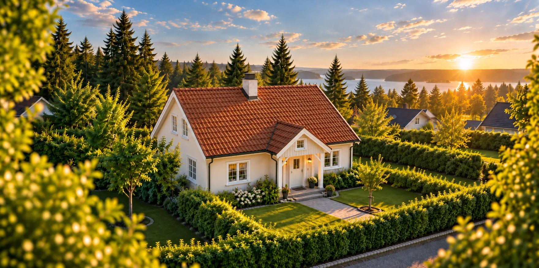 Villa med tak i tegelpanna