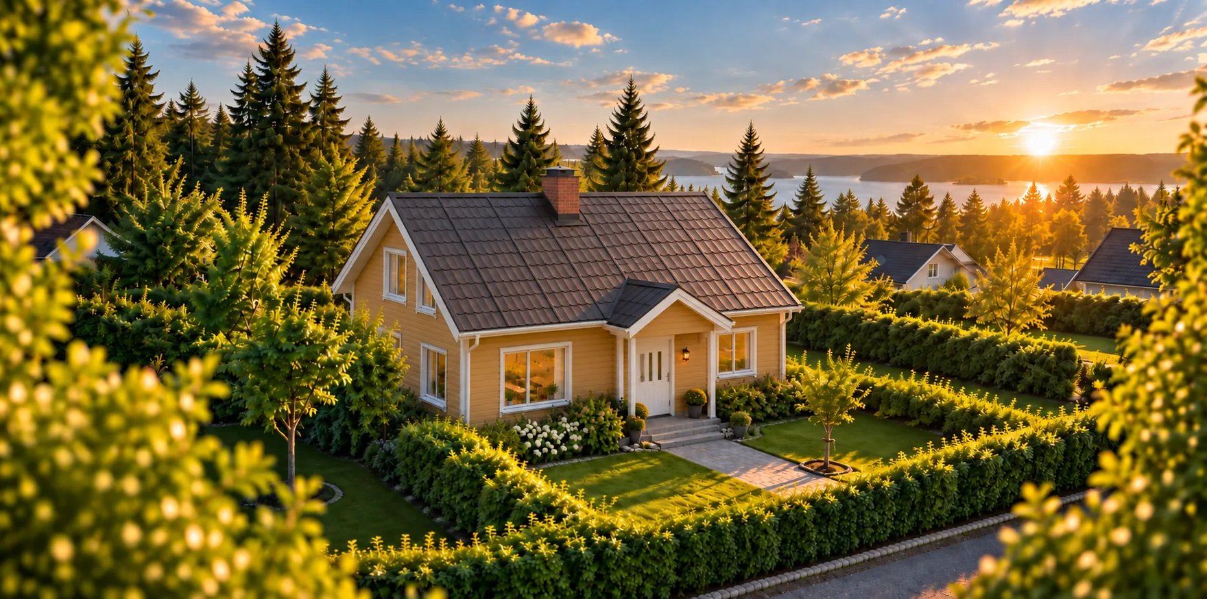 Villa med tak i plåtpanna